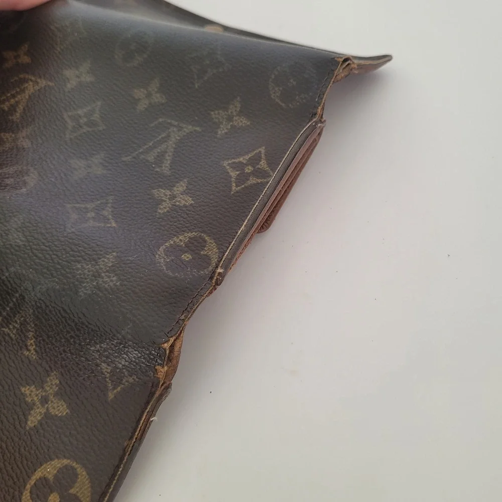 Louis Vuitton Monogram‎ Canvas Long Wallet Brown Leather France TH0064 Fair